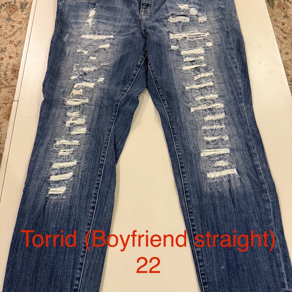 Torrid Distressed Straight Jeans in Blue